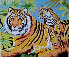 Раскраска (картина) по номерам на холсте. Тигры